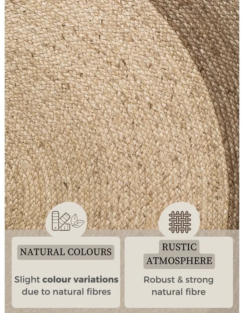 Covor grej reversibil, țesut manual rotund din iută ø 100 cm Jutta Greige – Hanse Home