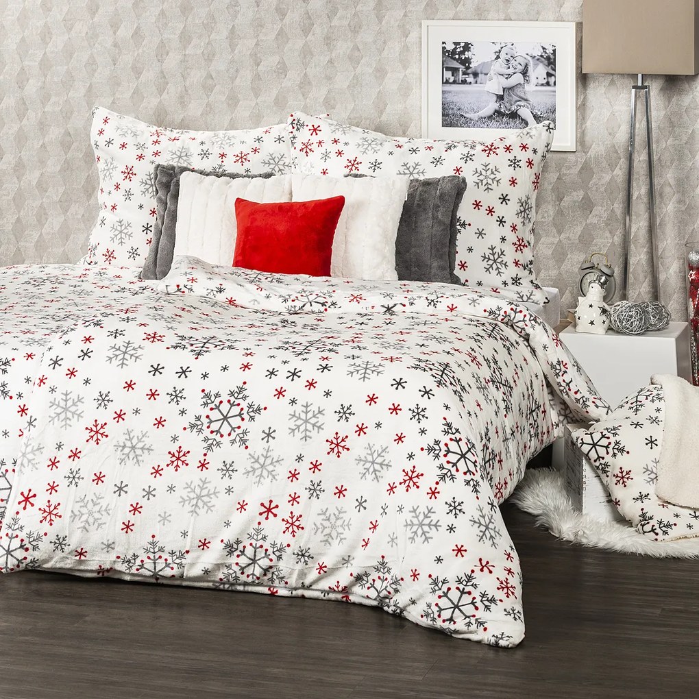 Lenjerie de pat din microflanel 4Home Snowflakes,140 x 220 cm, 70 x 90 cm, 140 x 220 cm, 70 x 90 cm