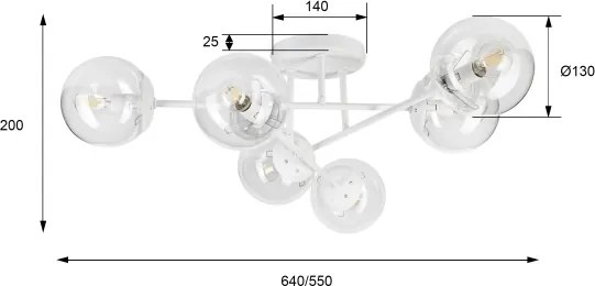 Lustră aplicată MALENA 6xE14/5W/230V alb/transparent