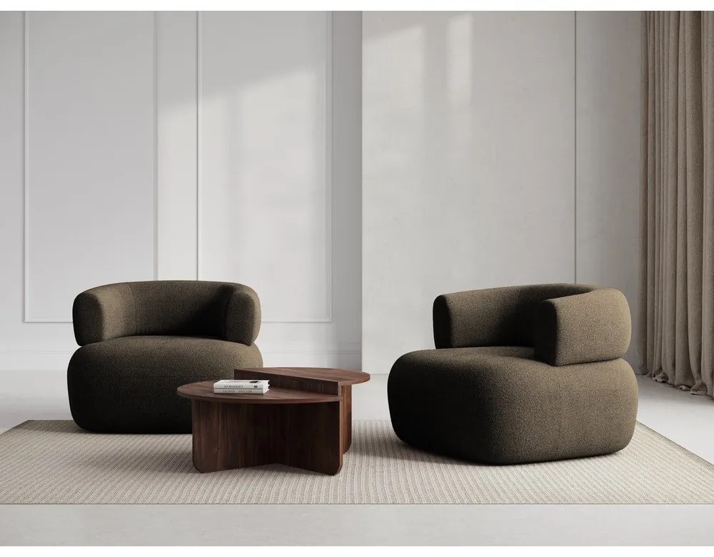 Fotoliu maro cu tapițerie din țesătură bouclé Jenny – Micadoni Home