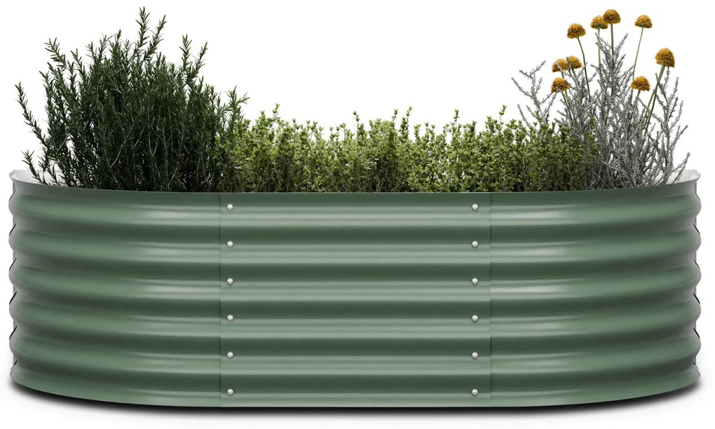 High Grow Extended, ghiveci înalt, 150 x 43 x 60 cm, din tablă ondulată, ușor de asamblat, rezistent la rugină și îngheț