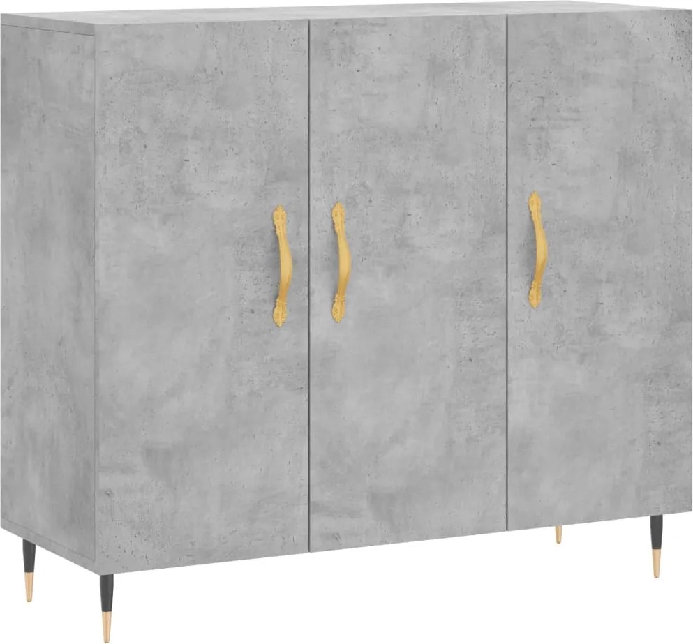 vidaXL Dulap, gri beton, 90x34x80 cm, lemn compozit