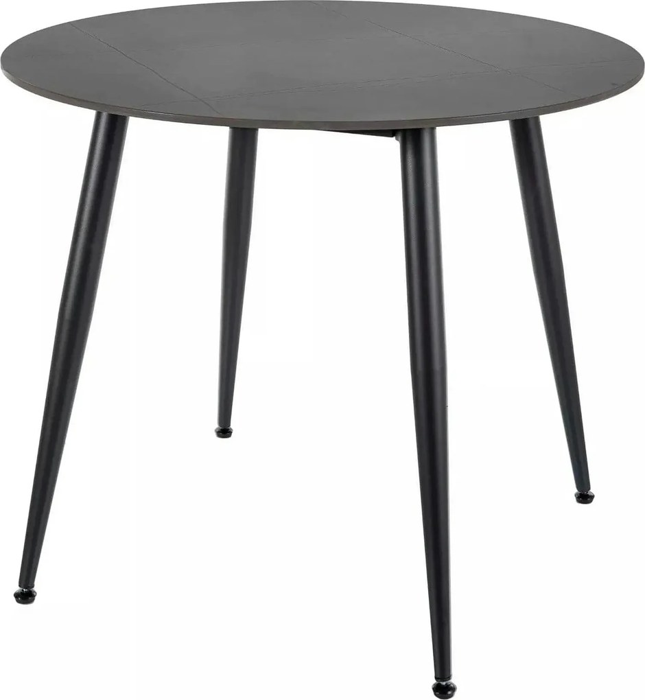 Masa RION, negru mat cu efect de marmura, ceramica/metal, 90x90x76 cm