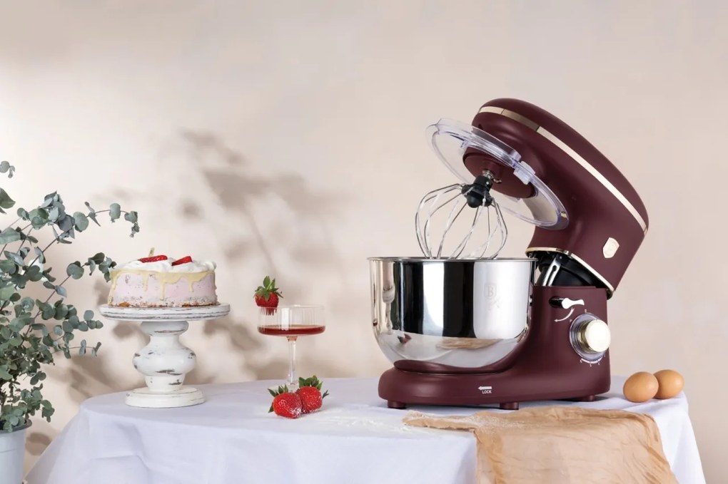 Robot de Bucătărie Berlinger Haus BH 9509 Leonardo – 1300W, 6L, Bol Inox, 6 viteze, Bordeaux, Silențios