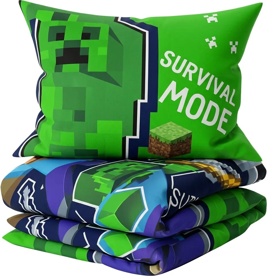 Lenjerie de pat pentru copii MINECRAFT MOOD colorata Dimensiune lenjerie de pat: 70 x 80 cm | 140 x 200 cm