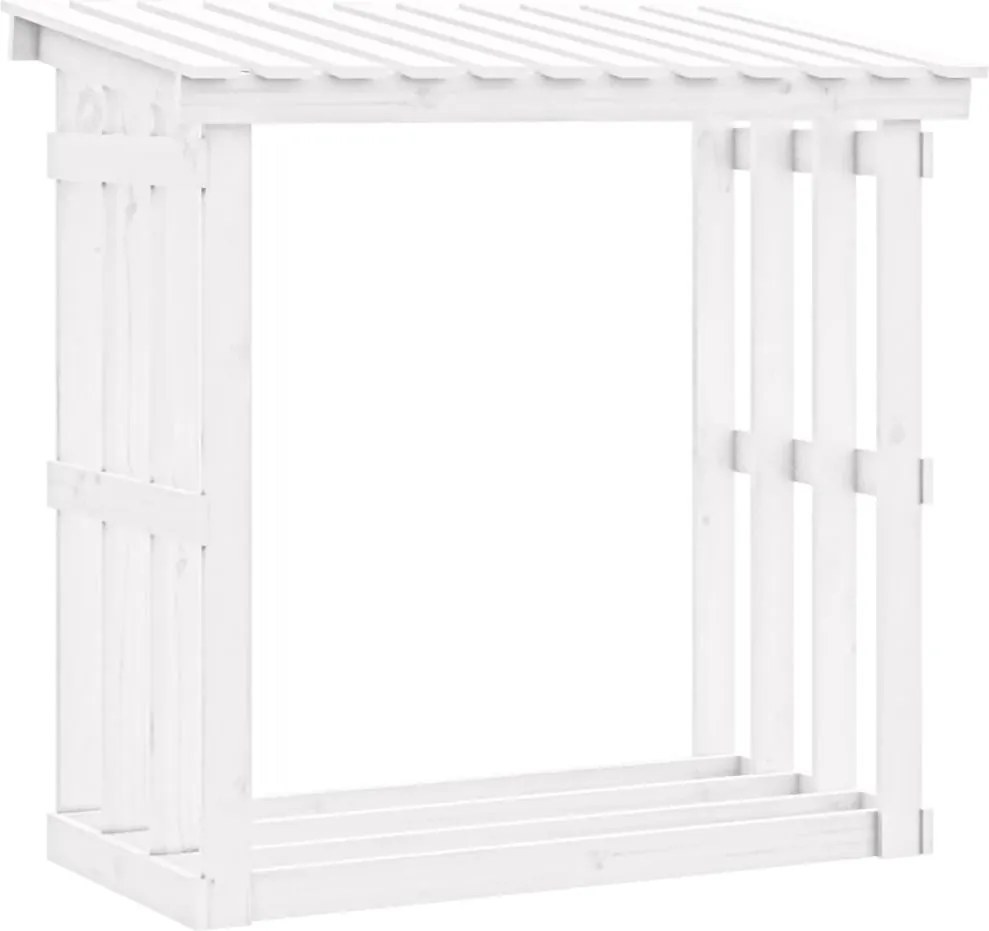 vidaXL Rastel pentru lemne de foc, alb, 108x64,5x109cm, lemn masiv pin