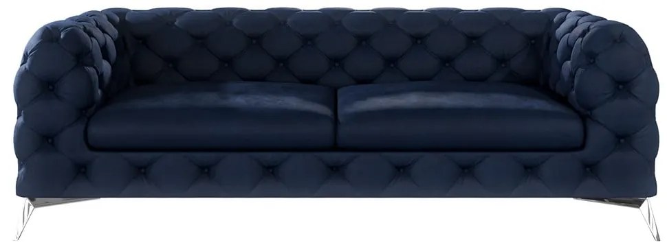 Canapea albastru-închis cu tapițerie din catifea 225 cm Chelsea – Ropez