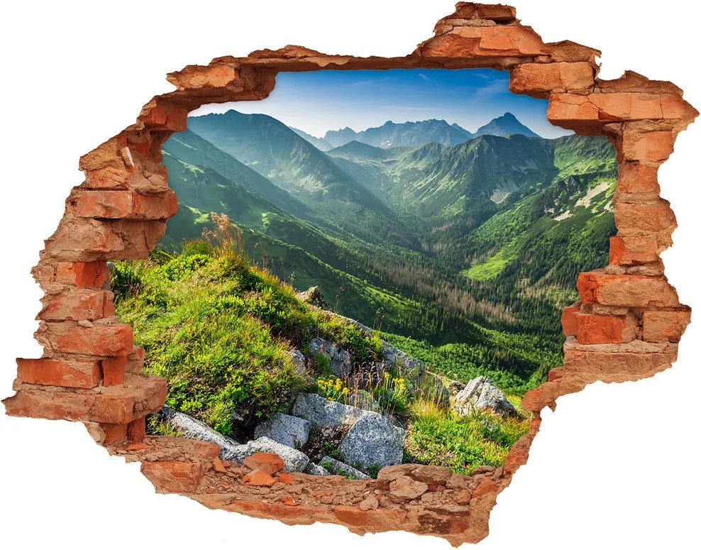 Autocolant un zid spart cu priveliște Zori în munții Tatra