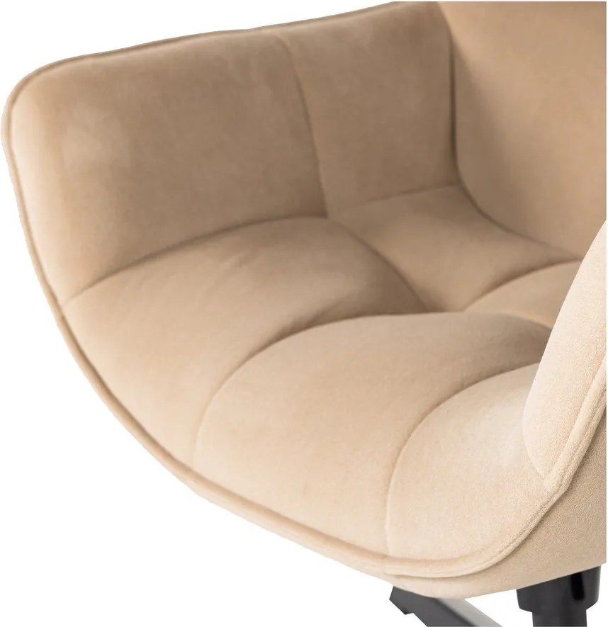 Fotoliu bej pivotant cu tapițerie din catifea Wibo – WOOOD