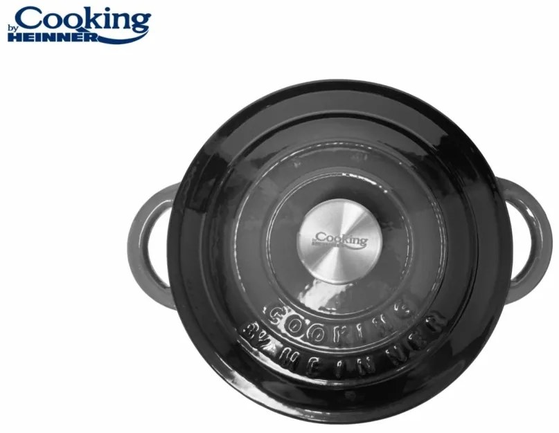 Oală din fontă emailată cu capac 28x13 cm, 6L – Cooking by Heinner, Marble Grey HR-ZVC-S28, păstrează căldura și aromele