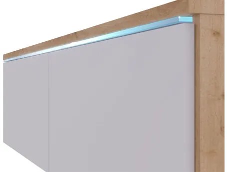Dulap TV Dlana 180 MDF (Negru grafit + Negru) (cu iluminat LED alb). 1106209
