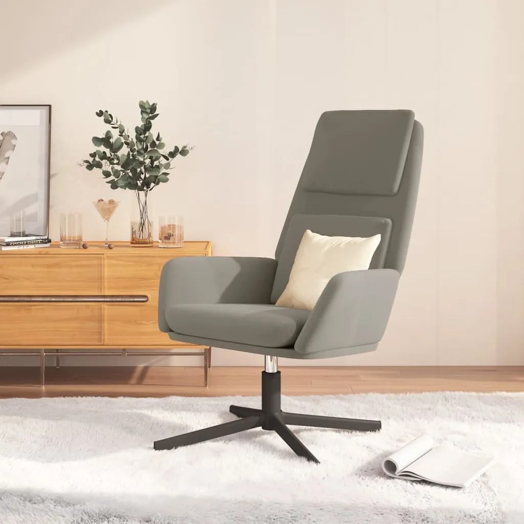 341340 vidaXL Scaun de relaxare, gri deschis, catifea