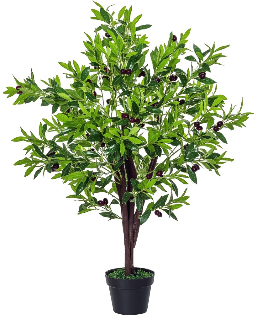 Outsunny Arbore Artificial Măslin Plantă Artificială Înălțime 1,2 m Trunchi Ramuri Mușchi Frunze Aspect Realist Ghiveci Inclus | Aosom Romania