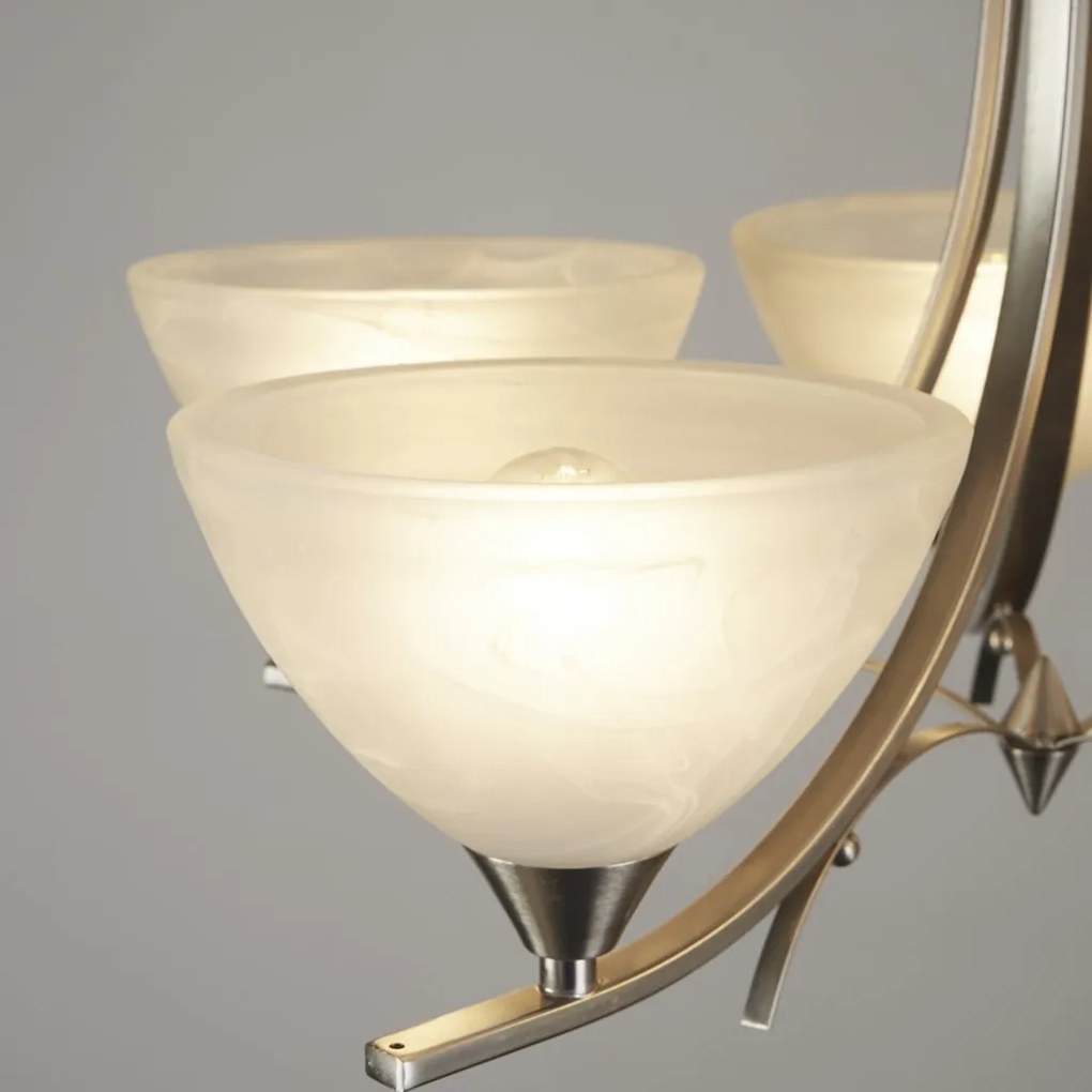 Candelabru cu 5 brate design clasic Belle argintiu/alabastru