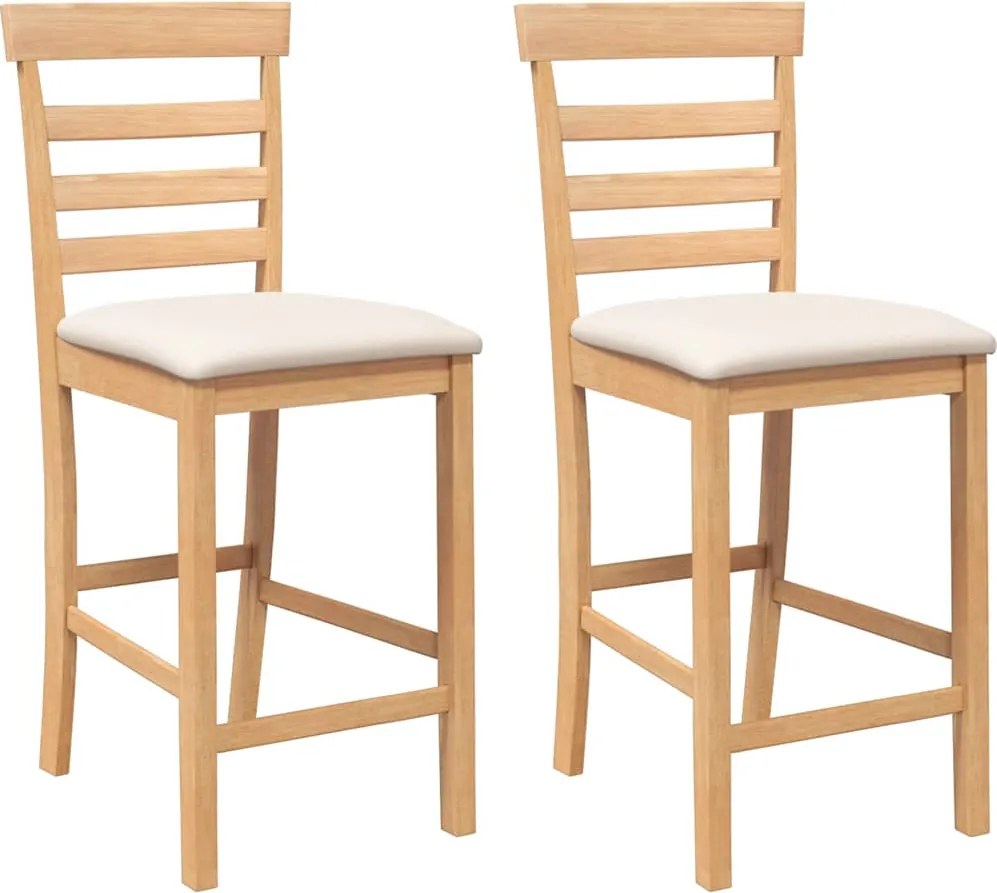 vidaXL Scaune de bar cu perne 2 buc din cauciuc din lemn masiv natural