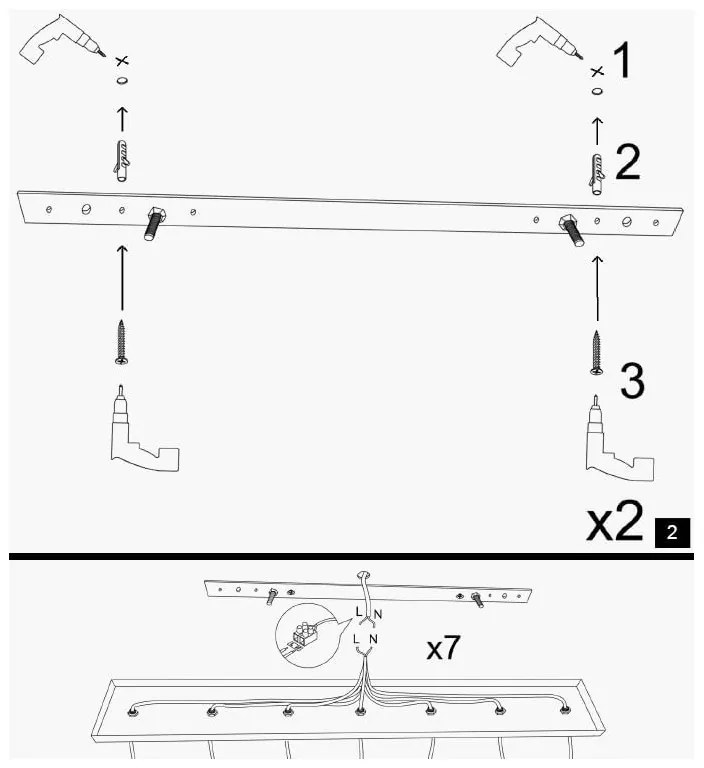 Candelabru suspendat Elefant 892OPV1717, Metal, 3 sectiuni, 70x20cm, Design elegant, Negru