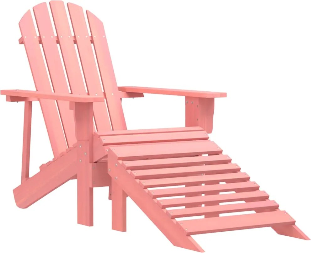 vidaXL Scaun de grădină cu otoman Adirondack, roz, lemn masiv de brad