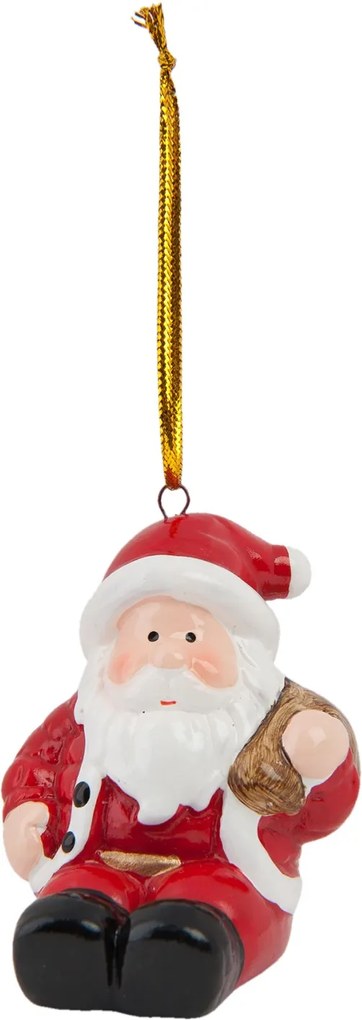 Ornament brad ceramica rosu gri Mos Craciun 5x8 cm