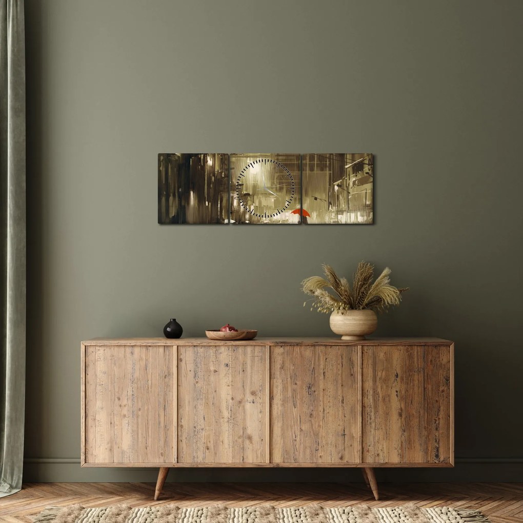 Tablou - Femeie într-o noapte ploioasă (cu ceas) (90x30 cm)