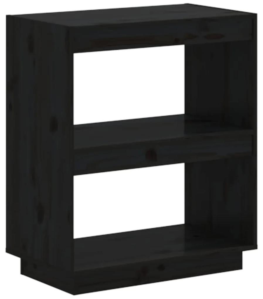 810863 vidaXL Bibliotecă, negru, 60x35x71 cm, lemn masiv de pin