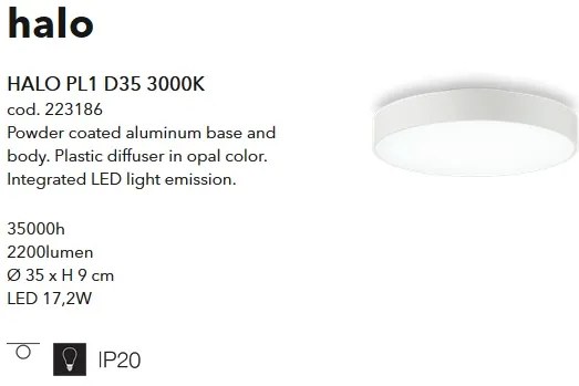 Plafoniera LED design modern HALO PL1 D35 3000K 223186