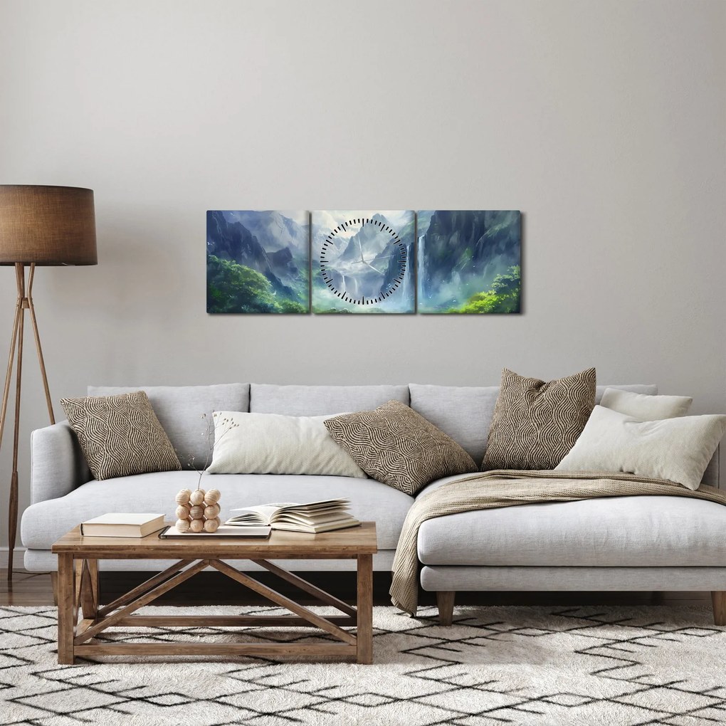 Tablou - Valea cascadelor (cu ceas) (90x30 cm)