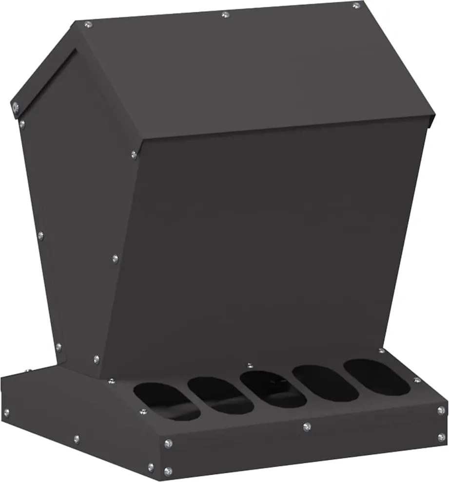 vidaXL Feeder pentru pui Negru 30 x 30 x 39 cm Oțel Laminat la Rece