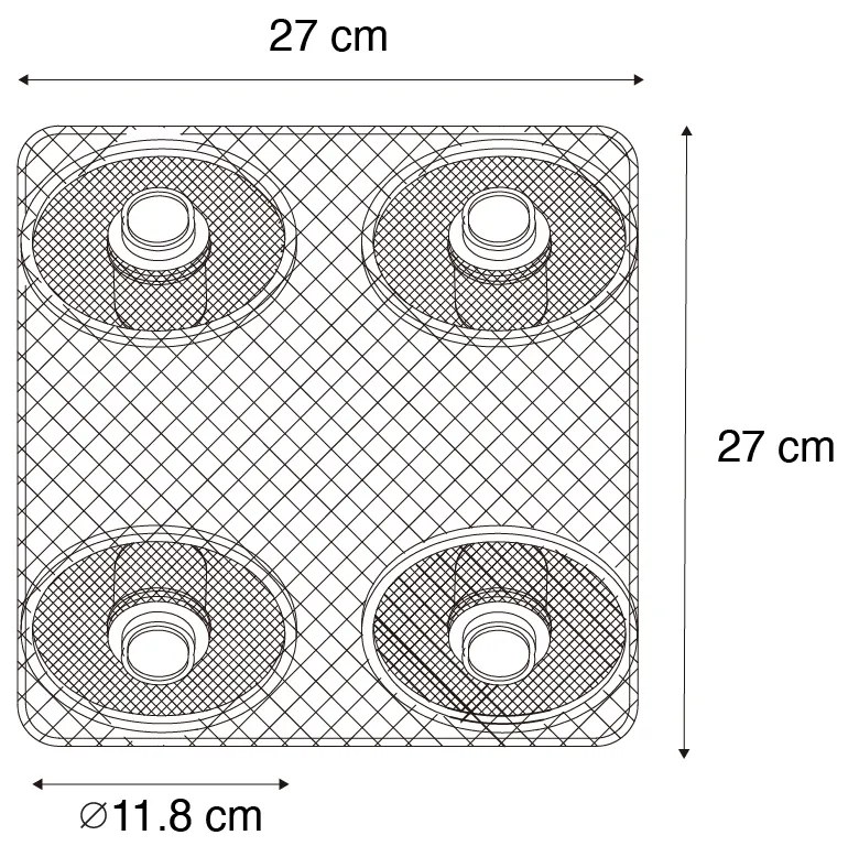 Plafoniera industriala neagra cu lemn 4 lumini - Jasmine