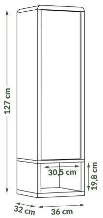 Dulap cu raft deschis FRED antracit/stejar artizan