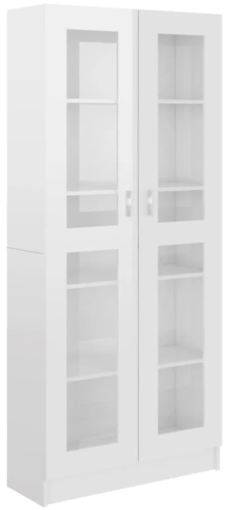 802774 vidaXL Dulap cu vitrină, alb extralucios, 82,5 x 30,5 x 185,5 cm, PAL