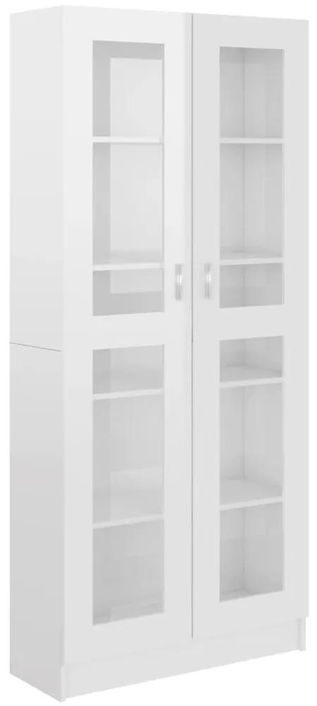 802774 vidaXL Dulap vitrină alb extralucios 82,5x30,5x185,5 cm lemn prelucrat