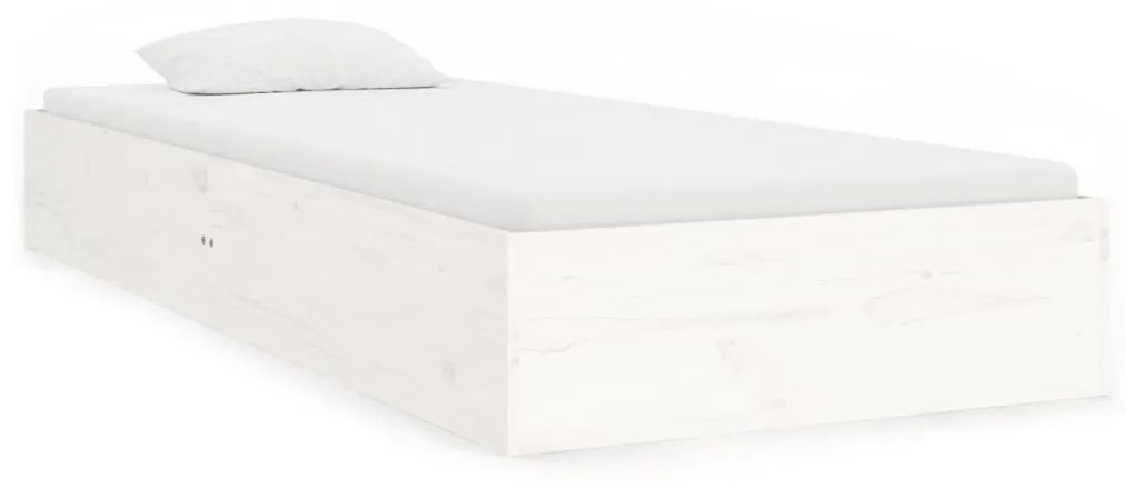 833012 vidaXL Cadru de pat Single 3FT, alb, 90x190 cm, lemn masiv