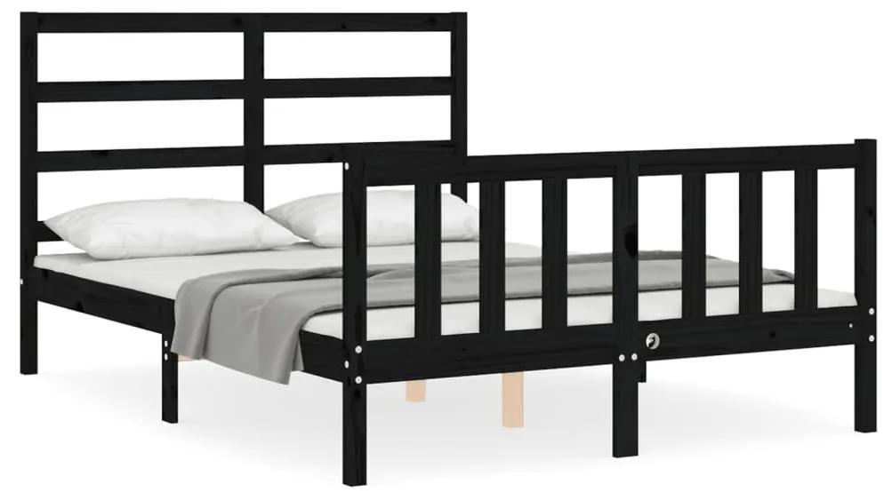 3191905 vidaXL Cadru de pat cu tăblie, negru, 120x200 cm, lemn masiv