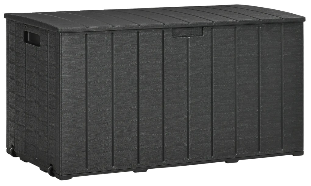 Outsunny Cufăr de Exterior cu 2 Mânere și 2 Roți, 122.4x62x64.5 cm, Negru | Aosom Romania