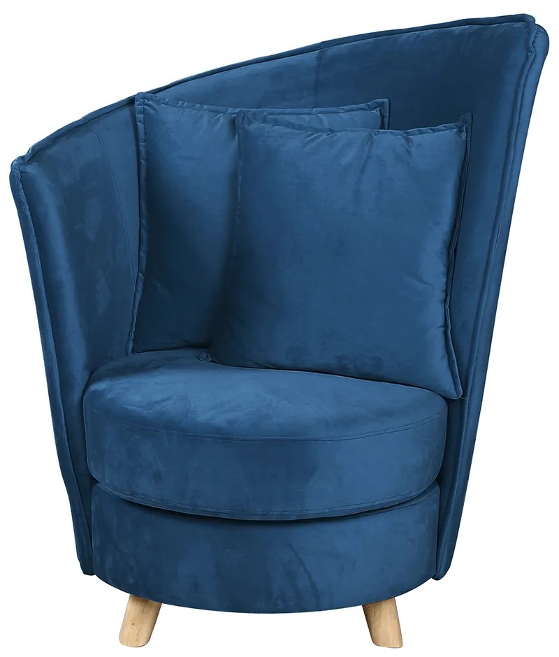 Fotoliu în stil Art Deco, catifea Velvet albastru /stejar, ROUND