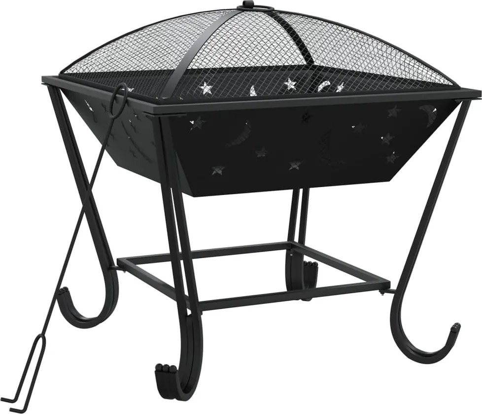 vidaXL Vatră de foc cu vătrai, 50 cm, oțel, XXL