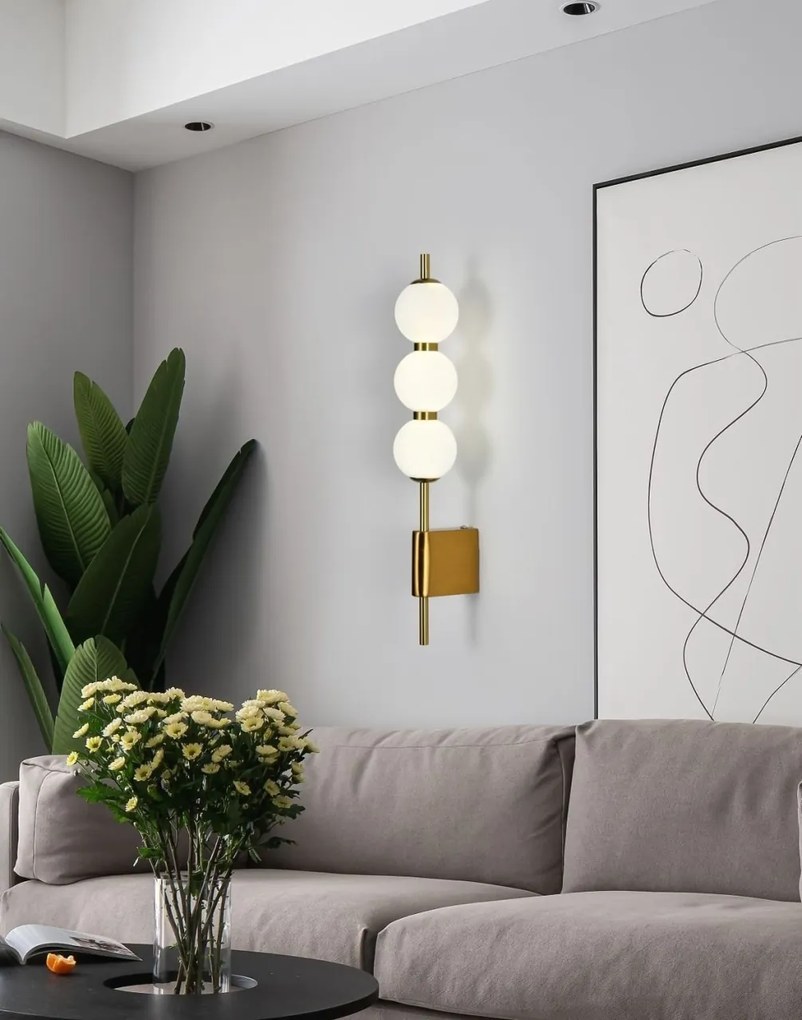 Aplică LED cu 3 Globuri – 30W, Iluminare Reglabilă, 480×80×H115 mm