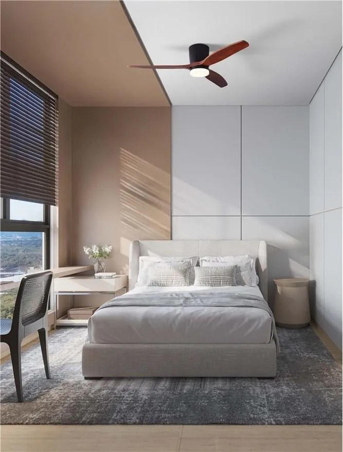 Lustra LED cu Ventilator si telecomanda ALOA negru/dark wood