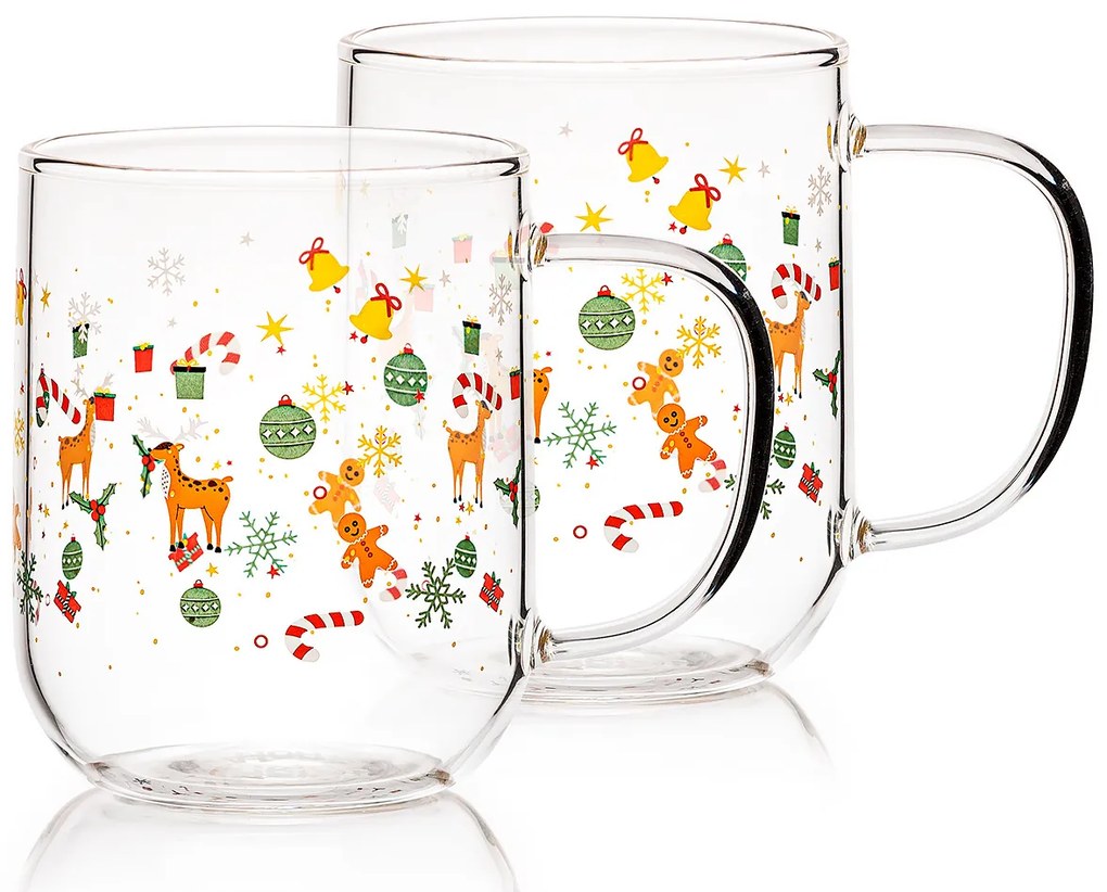 Cană din sticlă 4Home Hot&Cool Christmas 350 ml,2 buc.