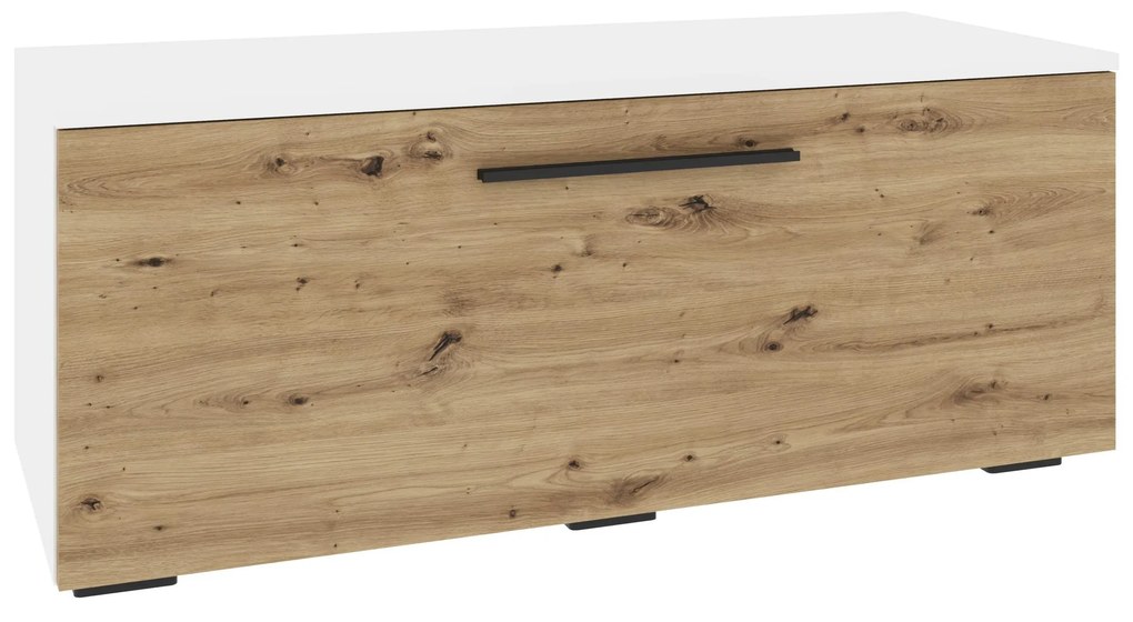 Comoda Kos, O Usa, Alb/Stejar Artisan, 95 x 40 x 39 cm