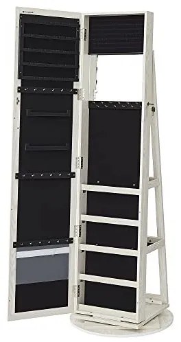 Dulap de bijuterii cu blocare, Songmics, Oglinda, JBC62W, 38 x 161 x 38 cm