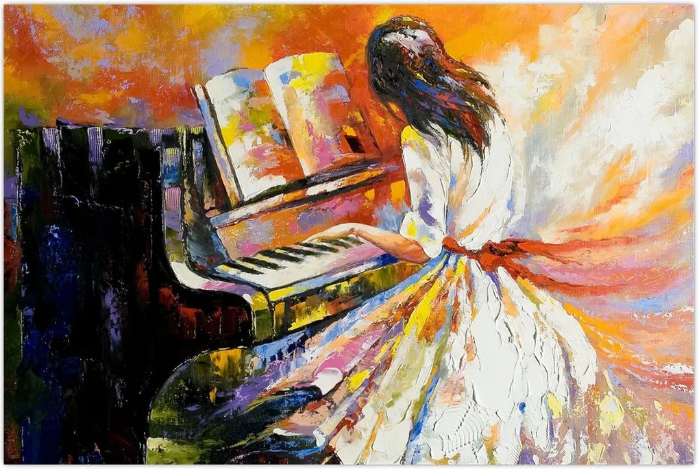 Tablou - Femeia cântând la pian (90x60 cm)