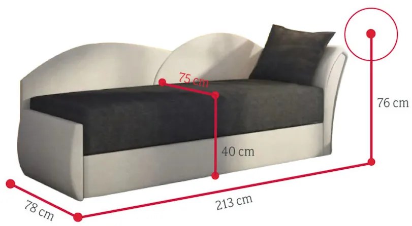 Supermobel Canapea extensibilă AGATA, 200x80x75, albastru închis + deschis albastru (alova22/alova29), dreapta