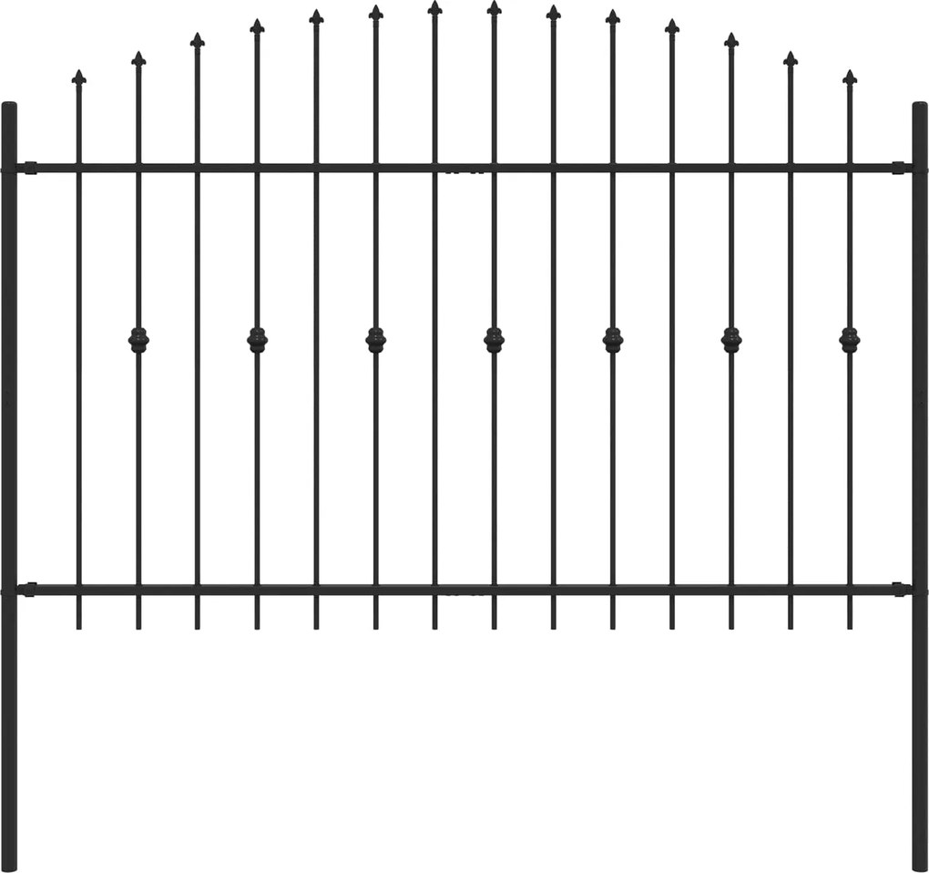 vidaXL Gard cu țărușe Negru 200 x 130 cm Oțel vopsit electrostatic