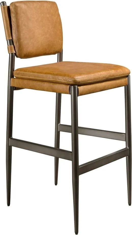 Scaun de bar tapitat cu piele naturala Brown