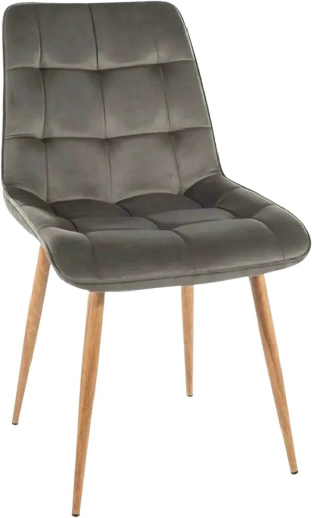 Scaun CHIC D, gri - Bluvel 14, stofa catifelata/metal, 50x58x88 cm