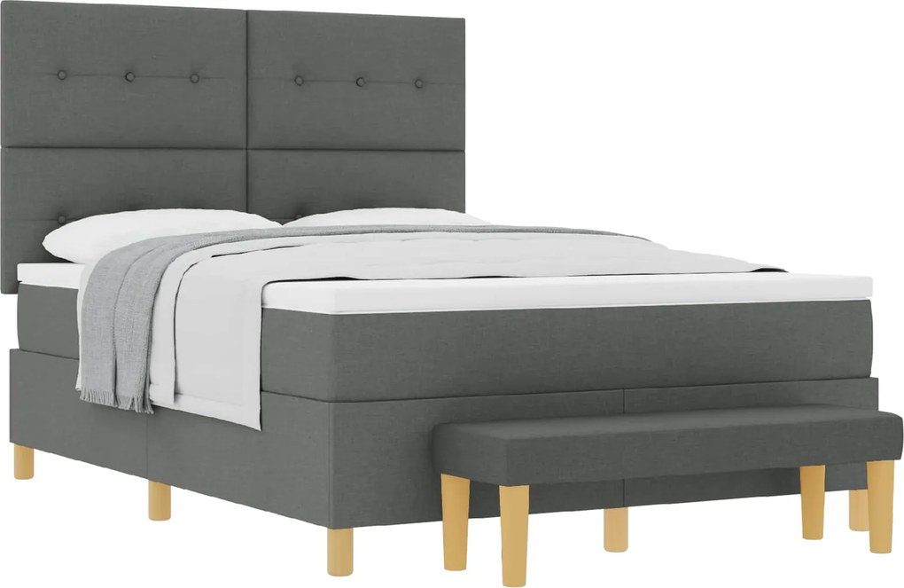 vidaXL Pat cu arcuri cu saltea Gri închis 160 x 200 cm țesătură