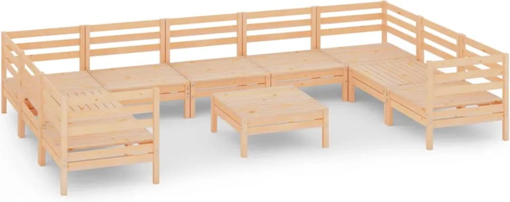 vidaXL Set mobilier de grădină, 10 piese, lemn masiv de pin