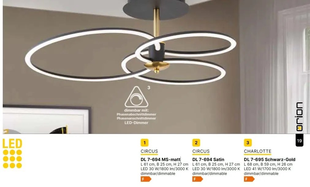 Lustra LED aplicata stil minimalist CIRCUS crom satin