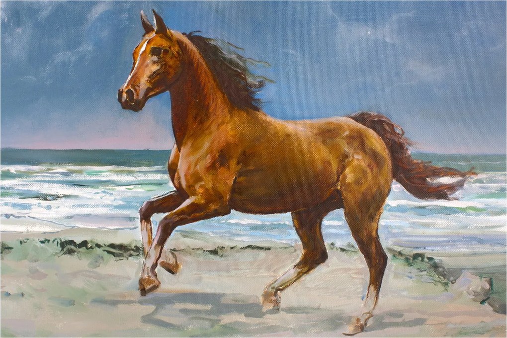 Tablou - Caii pe plajă (90x60 cm)